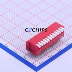 DPL-12RP DIP Switch Through hole Component (THT) Switch Piano Key Single Pole Single Throw 12 PC Pin - Product Image 1