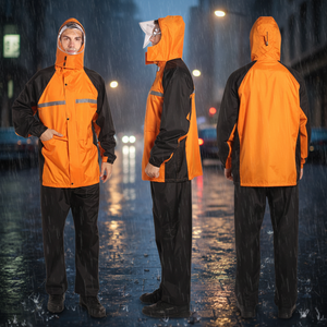 Combinaison de <span class=keywords><strong>pluie</strong></span> en polyester résistante pour adultes, veste et pantalon imperméables pour la construction, la pêche, le travail en plein air - Product Image 1
