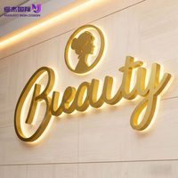 Enseignes murales 3D LED rétroéclairées en acier inoxydable, plaques murales métalliques rétroéclairées, lumières LED pour la décoration des maisons, des bâtiments et des magasins