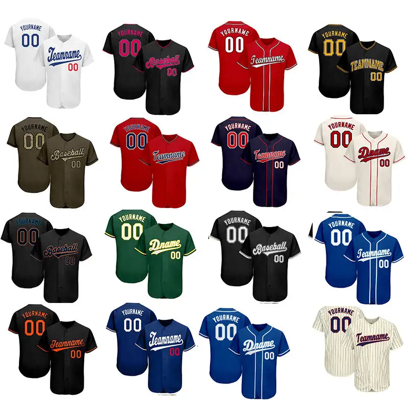 Camisa de beisebol personalizada, camisa esportiva de equipe com nome e número de secagem rápida para homens, mulheres e crianças