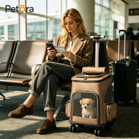 Sac à dos de transport pour animaux de compagnie Petora, confortable, 2 en 1, avec bretelles rembourrées, maille respirante, fond stable, pour petits chiens et chats, utilisation en voyage