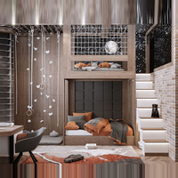 Lit cabane moderne de luxe léger pour garçons, base secrète, lit enfant en bois massif, maisonnette multifonctionnelle, lit superposé pour adolescents