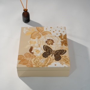 Vintage Style Lacquer <b>Box</b> With Exquisite Floral And Butterfly Painting Durable Wood Construction With Internal Sections - Product Image 2