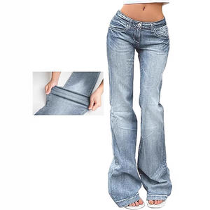 Nuovi <span class=keywords><strong>Jeans</strong></span> a Zampa d'Elefante da Donna alla Moda Anni '90 a Vita Bassa Pantaloni Vintage Stile Club e Street Vendita Calda Taglie <span class=keywords><strong>S</strong></span> M L - Product Image 2