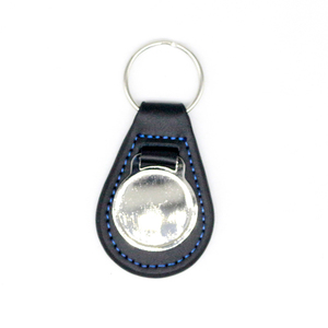 Custom Personalized Logo Leather Keychain with Metal Mirror Promotional Keychains & Carabiners
