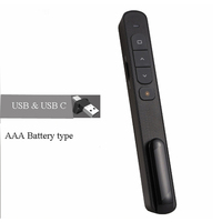 Presentador Inalámbrico con Control Remoto Tipo Clip de 2.4G, Puntero Láser Rojo con USB/USB-C, Batería AAA, Negro, Alcance de 100M para Reuniones