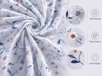 Tissu en satin de chiffon imprimé numérique personnalisé tendance, motif floral botanique, faible extensibilité, 85 g/m², pour robes, chemisiers, foulards