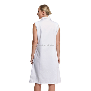 Donne professionali <span class=keywords><strong>camice</strong></span> da laboratorio senza maniche bianco lungo da laboratorio per scienze medico studente infermiere - Product Image 3