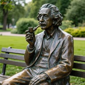 La Boca del banco de parque sentado fundido a mano de latón personalizado tiene pipa de tabaco estatua de bronce famosa de <span class=keywords><strong>Albert</strong></span> Einstein de tamaño real para Park Square - Product Image 3