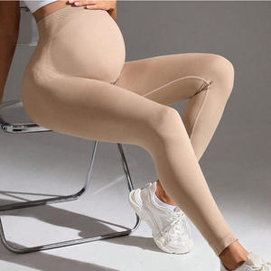 Pantalones de Yoga de Nailon y Spandex sin Costuras para Embarazo, Leggings Deportivos con Soporte Abdominal y Cintura Alta Elástica - Product Image 1