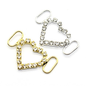 Nouveau 21*33MM Double Anneau Bijoux Fermoir Or Argent Strass <span class=keywords><strong>Coeur</strong></span> Alliage <span class=keywords><strong>Corps</strong></span> pour DIY Vêtements Chaussures Maillot De Bain Accessoires - Product Image 1