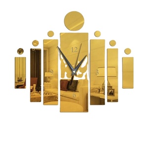 <b>Clocks</b> Wall Home Decor Living Room Luxury 3d Mirror <b>Silver</b> Wall <b>Clock</b> Modern Design Home Decor Watch Wall Sticker - Product Image 2