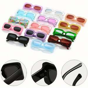 Vente en gros de lunettes de soleil rectangulaires à dégradé de couleurs tendance, lunettes de soleil carrées à petite monture de couleur bonbon pour femmes - Product Image 6