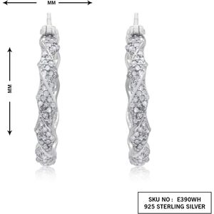 ต่างหูออร์นาติส ฮักกี้ ฮูป 1.00 กะรัตเพชรทรงกลมสีขาวธรรมชาติ 925 เงินสเตอร์ลิง ประดับเพชรแบบหนามเตย สำหรับผู้หญิงสวมใส่ทุกวัน - Product Image 3