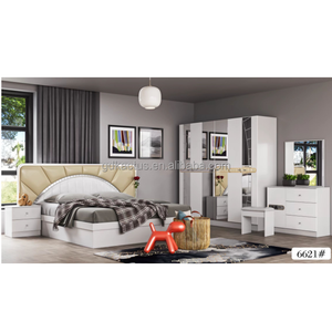 Juego de Muebles de Dormitorio de Diseño Moderno y Elegante de 5 Piezas, Muebles de Dormitorio de Vidrio Baratos con Espejo, Tamaño King - Product Image 3