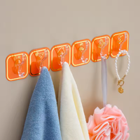 6 en 1 en plastique multifonction non perforé crochet de porte crochets muraux en gros pour cuisine salon