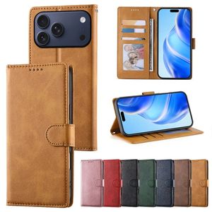 Étui portefeuille à rabat en cuir PU effet cuir de veau classique avec porte-cartes pour iPhone 17 Pro Max, 17 Air, 16, 15 - Product Image 1