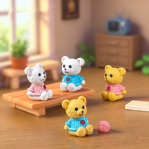 ミニチュアテディベア フィギュア 置物 プラスチック製 ドールハウス ガーデニング インテリア雑貨 - Product Image 2