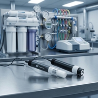 Électrode de pH industrielle à corps en plastique noir, capteur de pH en ligne longue durée avec compensation de température