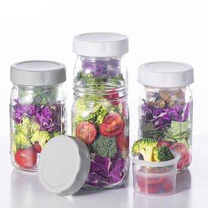 Bocaux Mason de 32 oz <span class=keywords><strong>pour</strong></span> la préparation des repas, récipients en verre étanches <span class=keywords><strong>pour</strong></span> salades avec couvercles, deux petites boîtes intégrées avec séparation humide/sec - Product Image 3