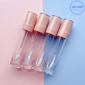 JIE MEI Stock RTS Vente chaude 8ML Blanc Noir <span class=keywords><strong>Fushia</strong></span> Nude Rouge Flacon vide pour brillant à lèvres rond Tube de brillant à lèvres en plastique rond avec anneau - Product Image 5