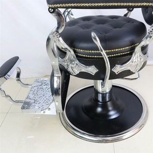 Silla de Barbero Portátil de Estilo Antiguo, Silla de Peluquería con Bomba Hidráulica y Base Redonda, en Venta - Product Image 4