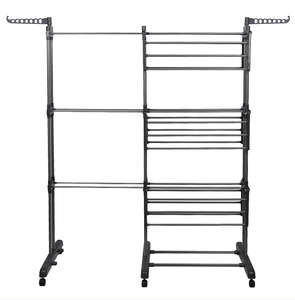 Heavy Duty 4 Tier <strong>Clothes</strong> <strong>Drying</strong> Stand, <strong>Foldable</strong> Metal Laundry <strong>Drying</strong> <strong>Rack</strong> Space Saving Rolling <strong>Clothes</strong> <strong>Rack</strong> with Wheels - Product Image 6