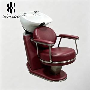 Custom Design Premium Hair Salon Shampoo Chair Ceramic Head Basin Gold-Plated Base Salon Shampoo Chair Barber Chair <b>Set</b> - Product Image 5