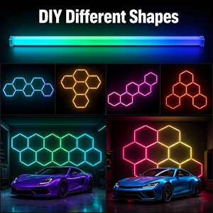 ไฟ LED รูปหกเหลี่ยม RGB สำหรับเพดานโรงรถ ควบคุมผ่านแอพ ไฟรังผึ้งสำหรับล้างรถ ไฟรูปหกเหลี่ยมสำหรับสตูดิโอแต่งรถ - Product Image 3