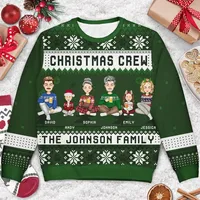 Dropshipping - Sweat-shirt unisexe personnalisé avec effet 3D - Famille adorable avec enfants et chiens - Style de Noël - Sweat-shirt sport pour femmes