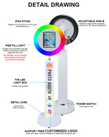 Cabina de Fotos para iPad con Logotipo Personalizado, Cabina de Selfies Portátil con Anillo de Luz RGB para Alquiler en Eventos