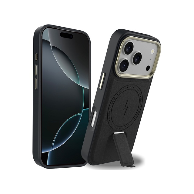 Strong Magnetic Business Design for 17 16 15 Pro Max Case Artificial Leather Wireless Charging Shockproof Protective Slim