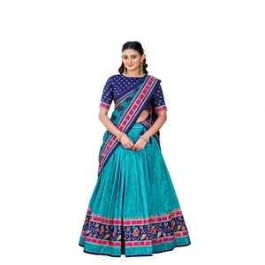 Lehenga Choli de Seda Tasar Estampado con Brillo Icónico para Bodas Tradicionales, Fiestas, Diwali y Graduaciones - Product Image 1