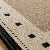 Tapis de salon moderne de style mi-siècle marron, tapis de zone personnalisé avec bordure carrée noire, antidérapant, résistant à l'usure, insonorisant, tapis OEM