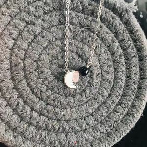 Духовное исцеление Эмпата защита черного цвета с турмалиновым каменем сырье розовый кварц луна ожерелье с подвеской в виде - Product Image 6
