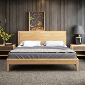 Nordic 1.8m Double <b>Bed</b> 1.5m Single Solid Wood Simple Modern Style for Home Hotel Homestay Soft Frame Bedroom SH-809# Home Furnit - Product Image 5