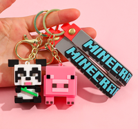 Vente en gros de porte-clés en PVC 3D en caoutchouc, personnages d'anime, pendentifs Mine Craft, personnages pixelisés, cadeau sur le thème des jeux Sandbox pour les fans de jeux