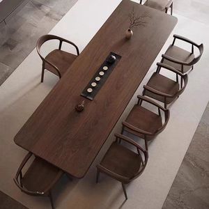 Juego de Mesa de Té de Madera Maciza Estilo Chino, Mesa Rectangular Resistente para Conferencias, Uso en Oficina y Hogar - Product Image 4
