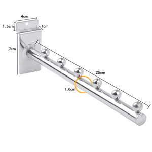 Bền Thép Không Gỉ Hiển Thị <span class=keywords><strong>Slatwall</strong></span> Móc Với Hạt 16Mm Dây Đường Kính Treo Móc Cho Siêu Thị Sling - Product Image 6