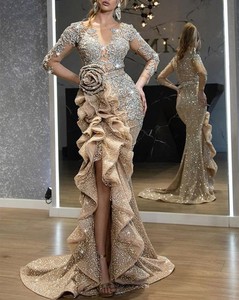 <span class=keywords><strong>Vestido</strong></span> <span class=keywords><strong>de</strong></span> <span class=keywords><strong>Gala</strong></span> Elegante <span class=keywords><strong>de</strong></span> Manga Larga con Malla Transparente para Mujer, Novedad <span class=keywords><strong>de</strong></span> Alta Gama a la Moda para Fiestas y Eventos Nocturnos - Product Image 4