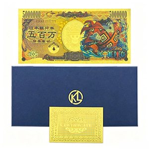 Ensemble <span class=keywords><strong>de</strong></span> billets <span class=keywords><strong>de</strong></span> banque en feuille d'or sur le thème <span class=keywords><strong>de</strong></span> l'aventure <span class=keywords><strong>pirate</strong></span> classique, plaqué or 24 carats, carte commémorative en PVC imperméable, souvenir d'anime, cadeau - Product Image 4