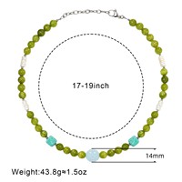 Collier de perles en jade bleu-vert pour femme, coquille d'amazonite, 17-19 pouces, 14 mm, nouveau style chinois, pour usage quotidien, plage, cadeau, dropshipping, vente en gros