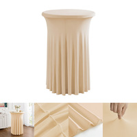 Nappes rondes extensibles en spandex pour jupe de table de cocktail avec rideaux ondulés naturels, housses de table de cocktail ajustées