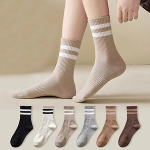 Vente en gros de <span class=keywords><strong>chaussettes</strong></span> rayées confortables en coton doux pour femmes - Product Image 2