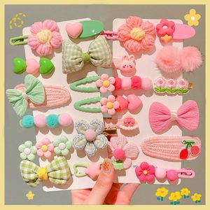 Élégantes pinces à <span class=keywords><strong>cheveux</strong></span> en tissu fleuri rose et vert <span class=keywords><strong>pour</strong></span> bébés filles, accessoires capillaires délicats et non-dommageants <span class=keywords><strong>pour</strong></span> enfants - Product Image 2
