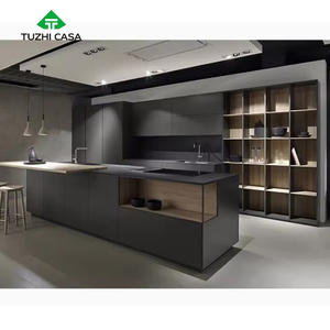 TUZHI <span class=keywords><strong>CASA</strong></span> <span class=keywords><strong>Cuisine</strong></span> Armoire Murale Étagère Ouverte Meubles en Bois Massif Armoire Modulaire avec Poignées Résine Comptoir Tiroir Panier - Product Image 1