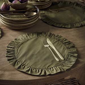 Tovagliette Rotonde in Cotone con Stampa Personalizzata, Moderne e Arricciate, Riutilizzabili, Impermeabili, Durevoli, Fatte a Mano, 40x40cm, Morbide e Lavabili - Product Image 1