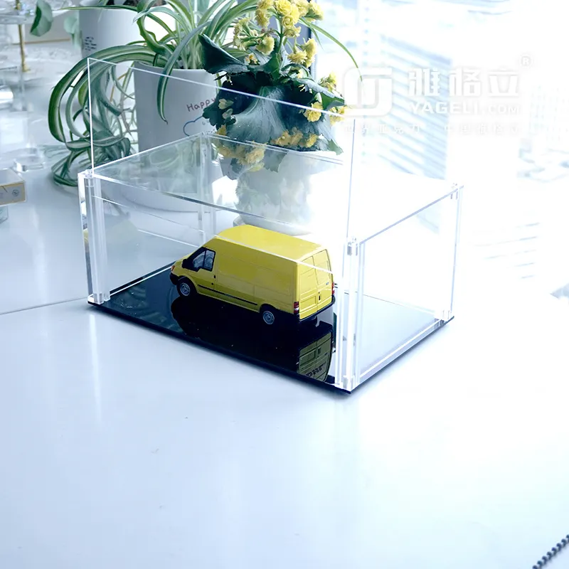 Vente chaude YAGELI personnalisé clair acrylique modèle de voiture étui anti-poussière avec couvercle pour affichage uniquement