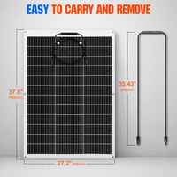 Kit Panel Surya Fleksibel 130W 12V, Ringan, Dapat Dibengkokkan, Modul PV Perekat Sendiri untuk RV/Perahu/Kemping Off-Grid