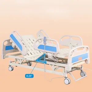 Çok işlevli otomatik Modern katlanır 5 fonksiyonları elektrikli uzaktan ICU hasta hastane yatağı tuvalet ile